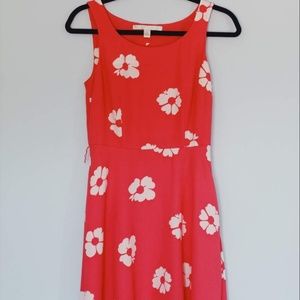 Pink dress White Flowers Midi Dress, Sleeveless